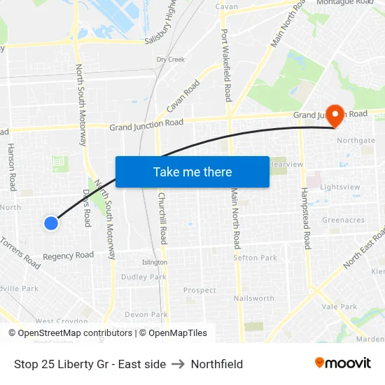 Stop 25 Liberty Gr - East side to Northfield map