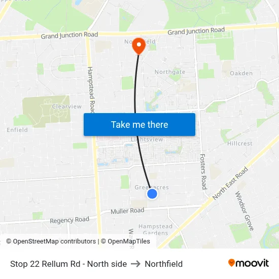 Stop 22 Rellum Rd - North side to Northfield map