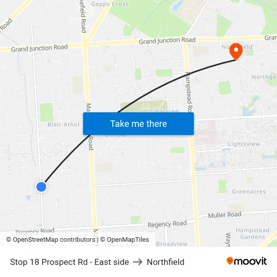 Stop 18 Prospect Rd - East side to Northfield map