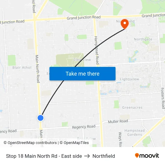 Stop 18 Main North Rd - East side to Northfield map