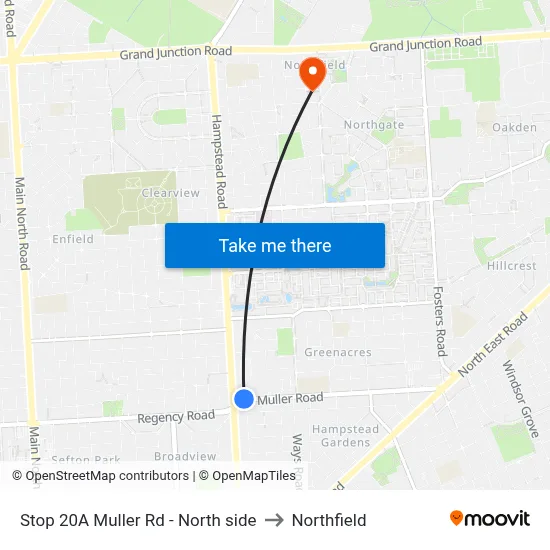 Stop 20A Muller Rd - North side to Northfield map