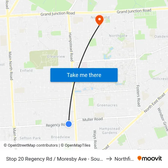 Stop 20 Regency Rd / Moresby Ave - South side to Northfield map