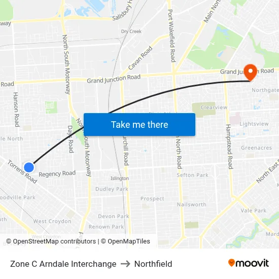 Zone C Arndale Interchange to Northfield map