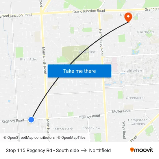 Stop 115 Regency Rd - South side to Northfield map