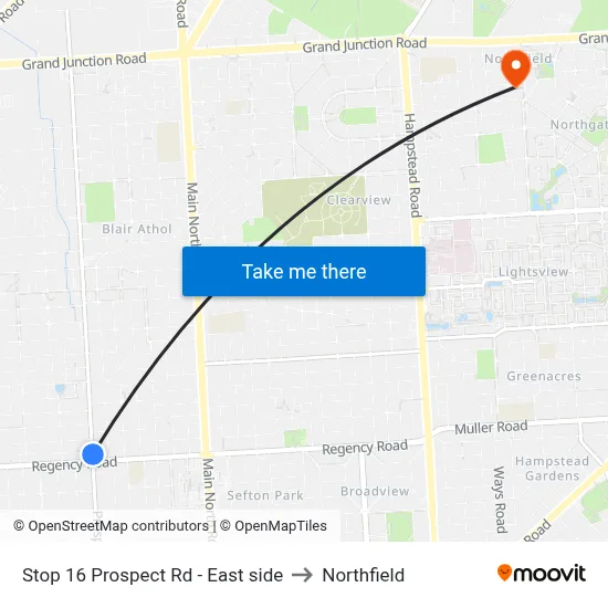 Stop 16 Prospect Rd - East side to Northfield map