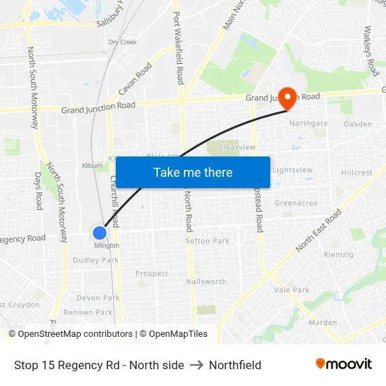Stop 15 Regency Rd - North side to Northfield map