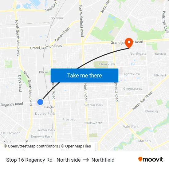 Stop 16 Regency Rd - North side to Northfield map