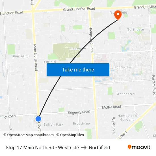 Stop 17 Main North Rd - West side to Northfield map