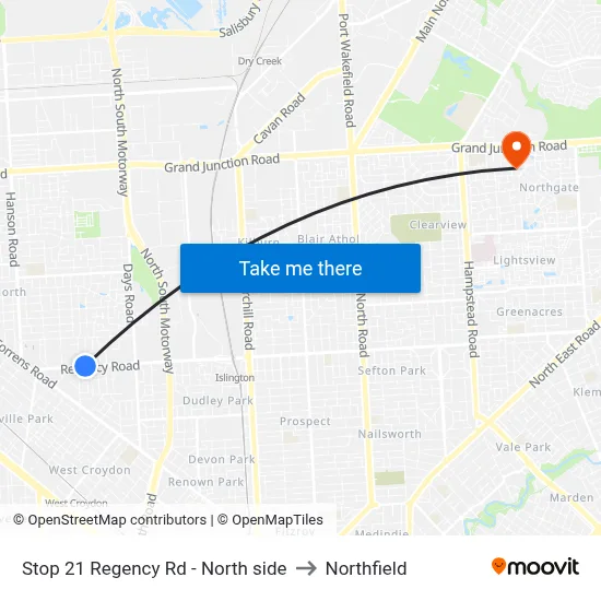 Stop 21 Regency Rd - North side to Northfield map
