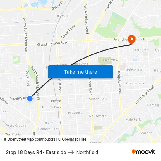 Stop 18 Days Rd - East side to Northfield map