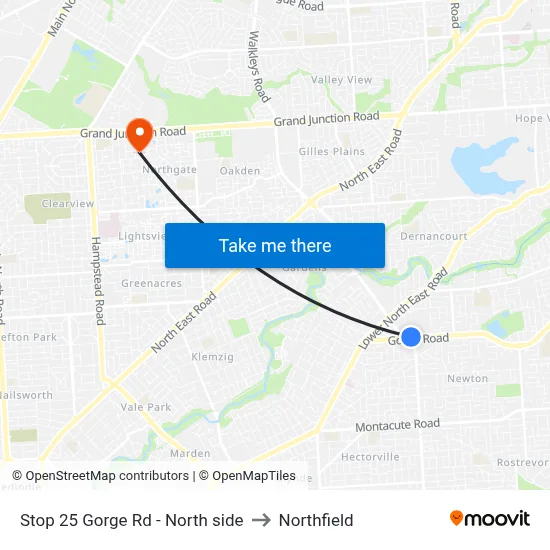 Stop 25 Gorge Rd - North side to Northfield map