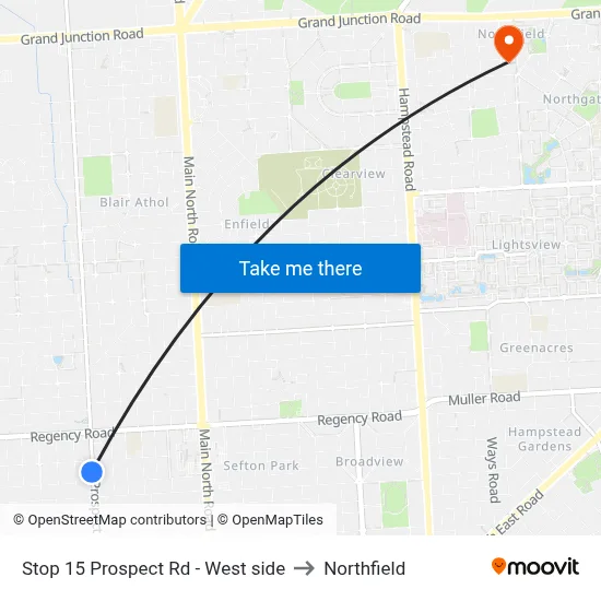 Stop 15 Prospect Rd - West side to Northfield map
