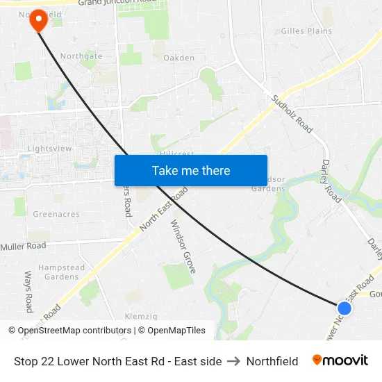 Stop 22 Lower North East Rd - East side to Northfield map