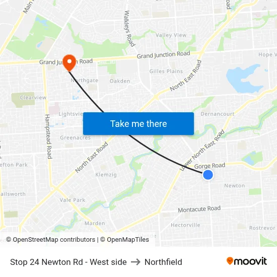 Stop 24 Newton Rd - West side to Northfield map