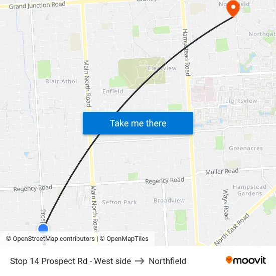 Stop 14 Prospect Rd - West side to Northfield map