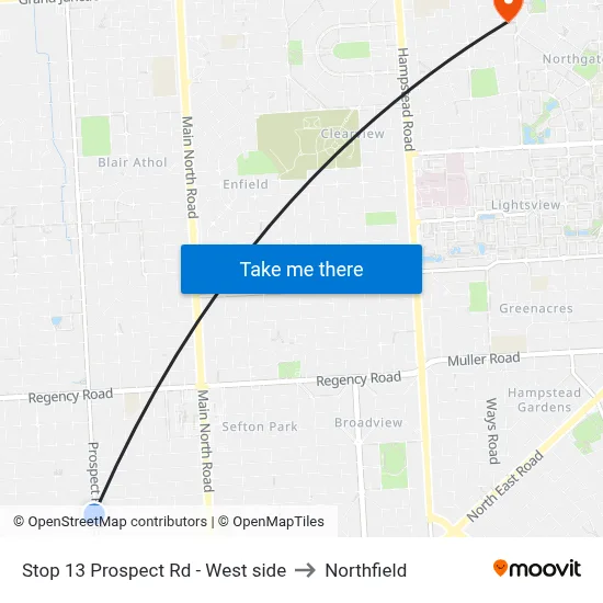 Stop 13 Prospect Rd - West side to Northfield map
