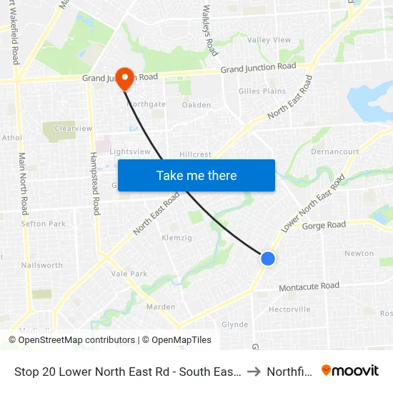 Stop 20 Lower North East Rd - South East side to Northfield map