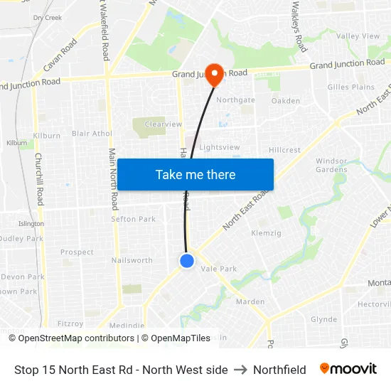 Stop 15 North East Rd - North West side to Northfield map