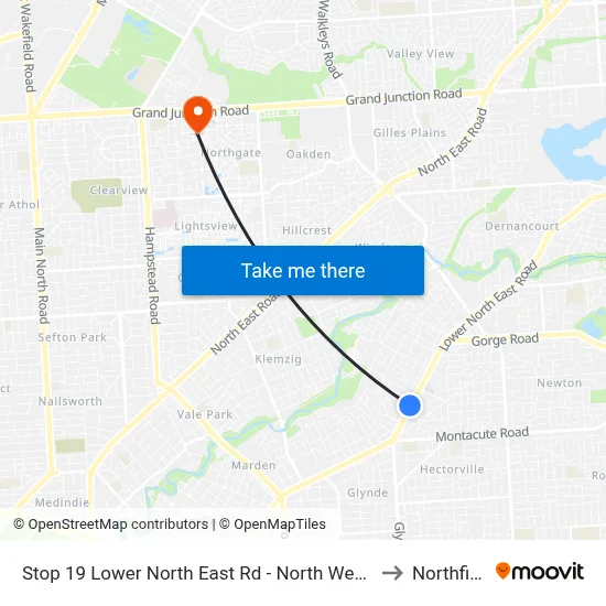 Stop 19 Lower North East Rd - North West side to Northfield map
