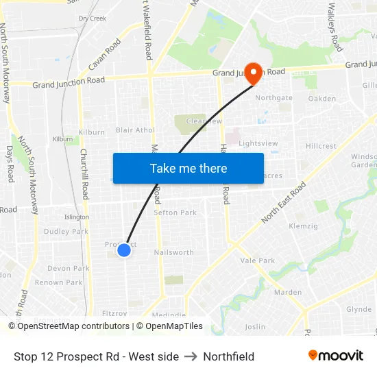 Stop 12 Prospect Rd - West side to Northfield map