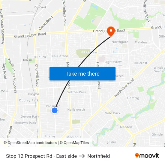 Stop 12 Prospect Rd - East side to Northfield map