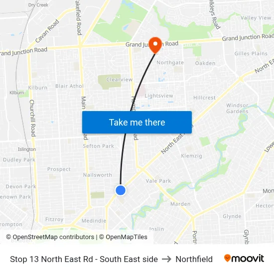 Stop 13 North East Rd - South East side to Northfield map