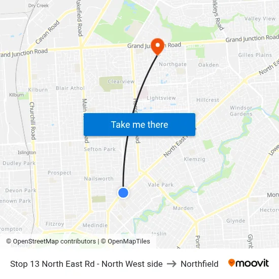 Stop 13 North East Rd - North West side to Northfield map