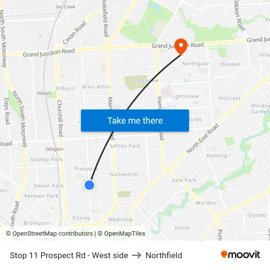 Stop 11 Prospect Rd - West side to Northfield map