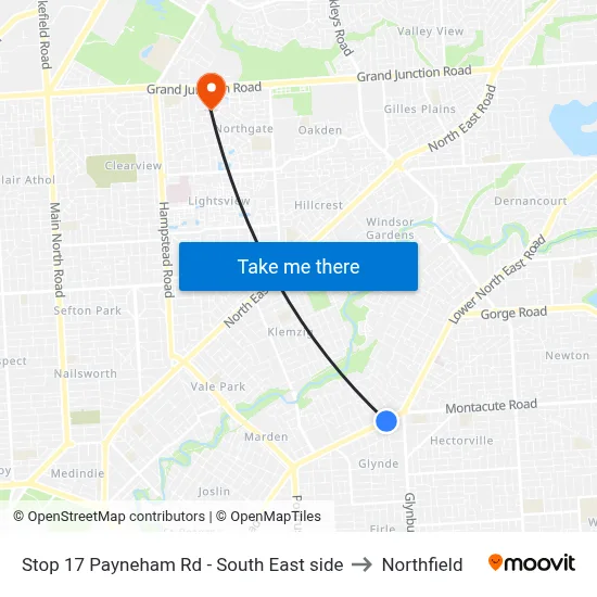 Stop 17 Payneham Rd - South East side to Northfield map