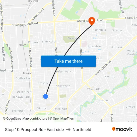 Stop 10 Prospect Rd - East side to Northfield map