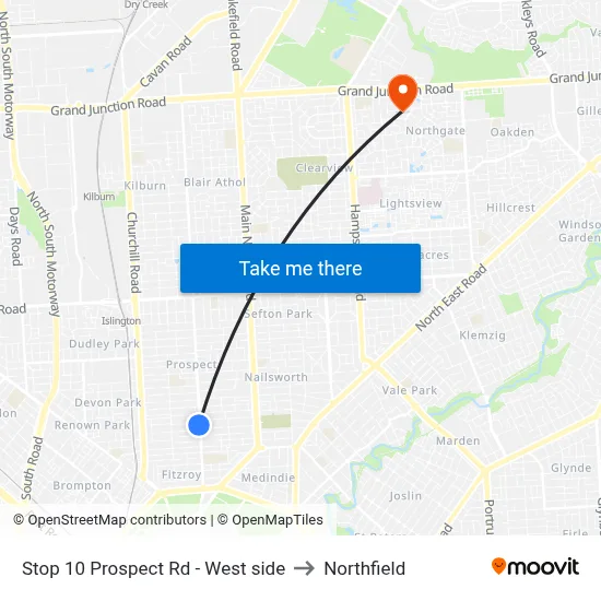 Stop 10 Prospect Rd - West side to Northfield map