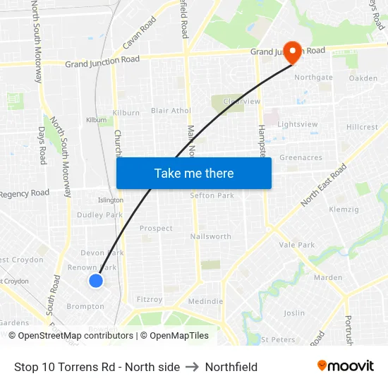 Stop 10 Torrens Rd - North side to Northfield map