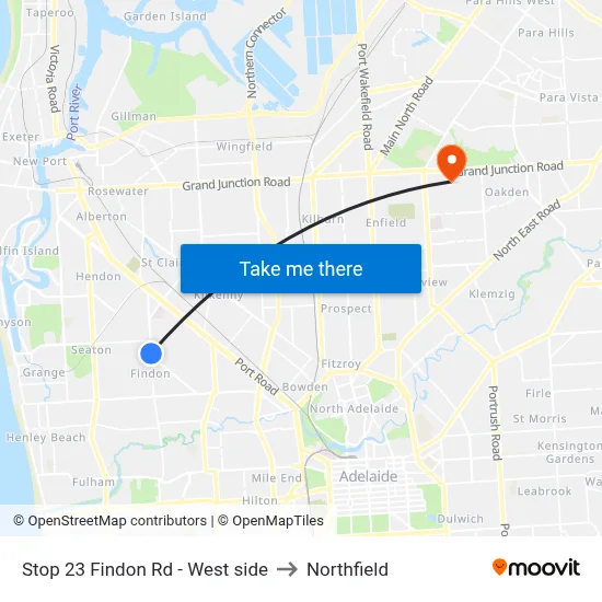 Stop 23 Findon Rd - West side to Northfield map