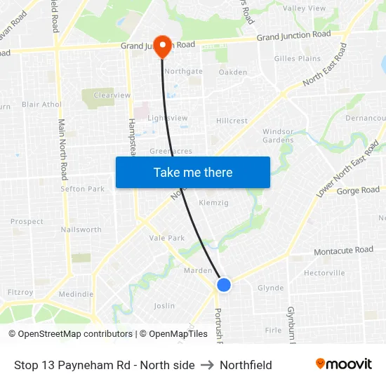 Stop 13 Payneham Rd - North side to Northfield map