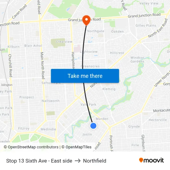 Stop 13 Sixth Ave - East side to Northfield map