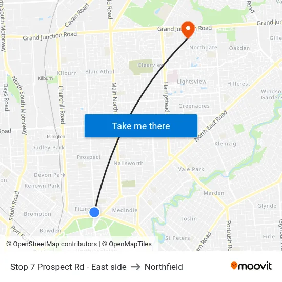 Stop 7 Prospect Rd - East side to Northfield map