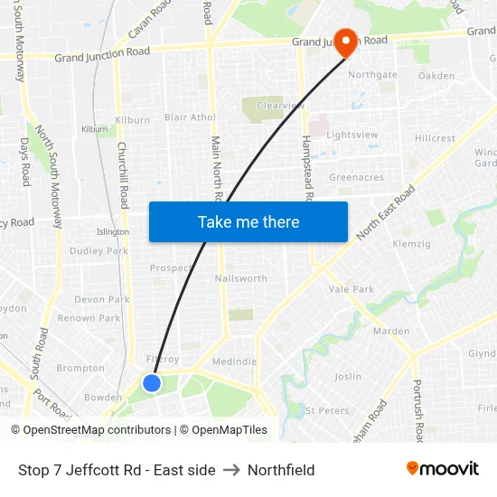 Stop 7 Jeffcott Rd - East side to Northfield map