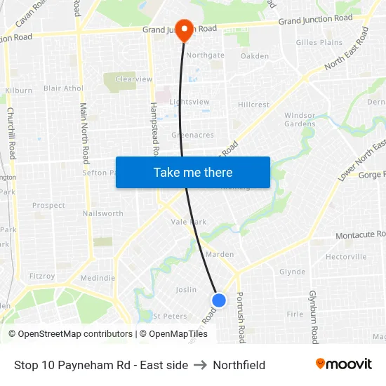 Stop 10 Payneham Rd - East side to Northfield map