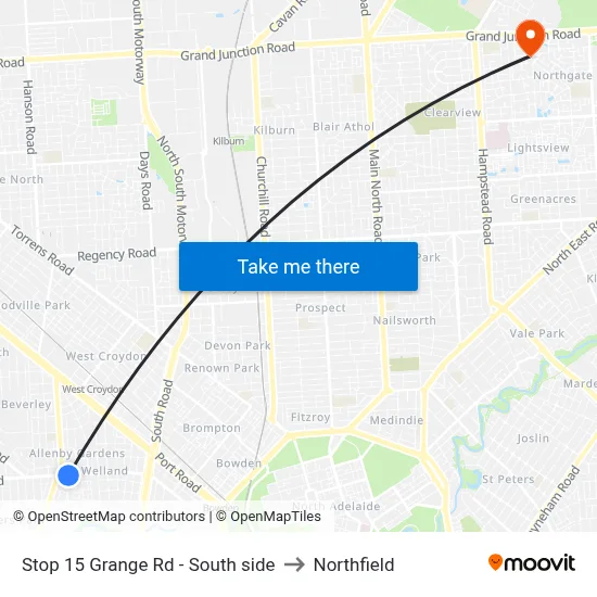Stop 15 Grange Rd - South side to Northfield map