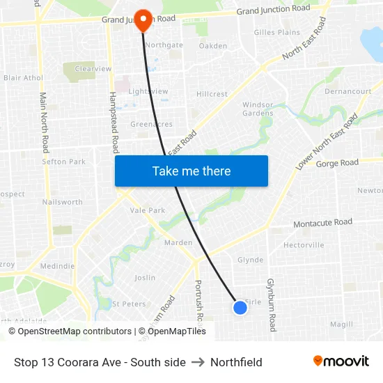 Stop 13 Coorara Ave - South side to Northfield map