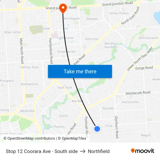 Stop 12 Coorara Ave - South side to Northfield map