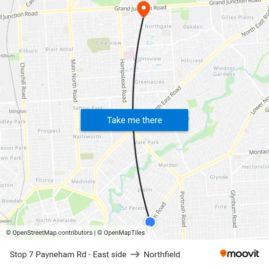 Stop 7 Payneham Rd - East side to Northfield map