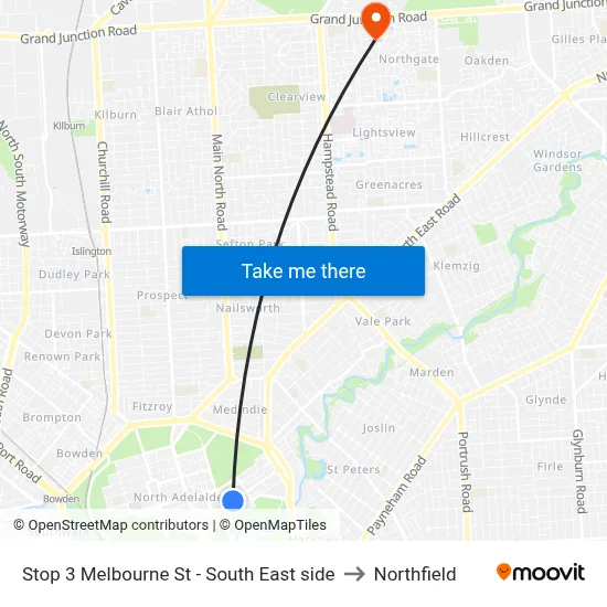 Stop 3 Melbourne St - South East side to Northfield map