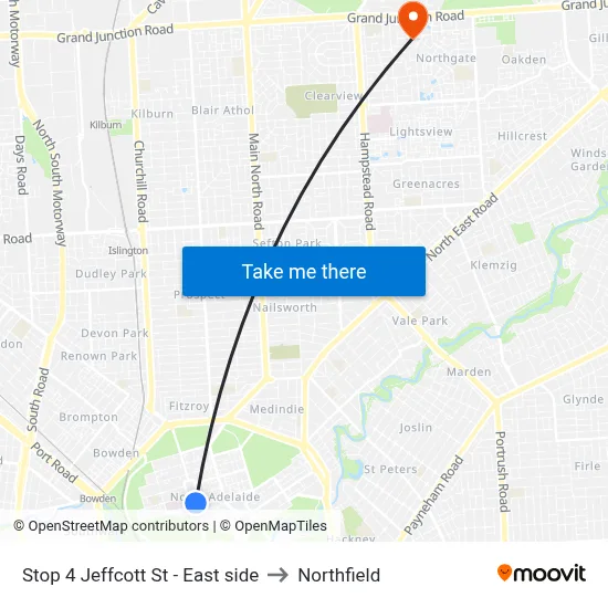 Stop 4 Jeffcott St - East side to Northfield map