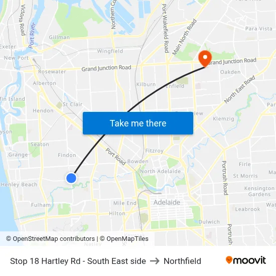 Stop 18 Hartley Rd - South East side to Northfield map