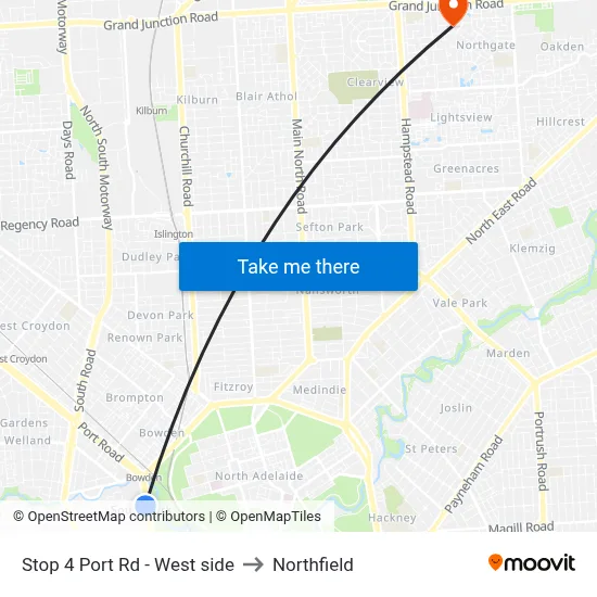 Stop 4 Port Rd - West side to Northfield map