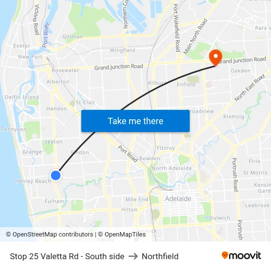 Stop 25 Valetta Rd - South side to Northfield map