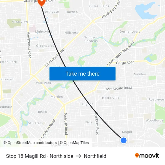 Stop 18 Magill Rd - North side to Northfield map