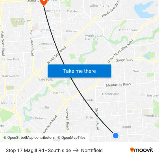 Stop 17 Magill Rd - South side to Northfield map