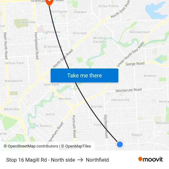 Stop 16 Magill Rd - North side to Northfield map